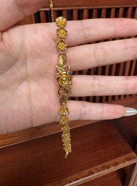 金店同款古法传承素圈手镯越南沙金仿真999结婚三金首饰送女友