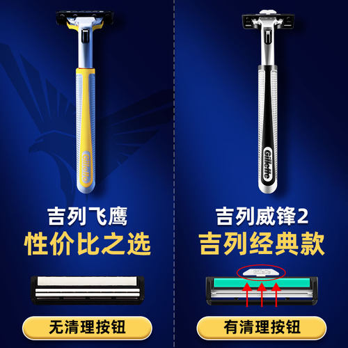 吉列威锋剃须刀锋速男士老式刮胡刀两刀头架双层刀片老式刀头刀架 - 图2