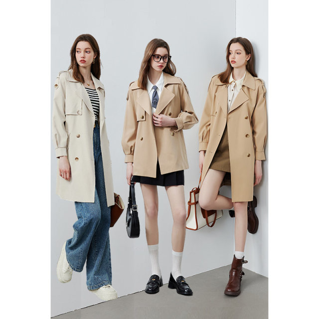 Windbreaker coat for women's kbne 2024 spring and autumn new styles, trendy retro small khaki color slimming coat this year