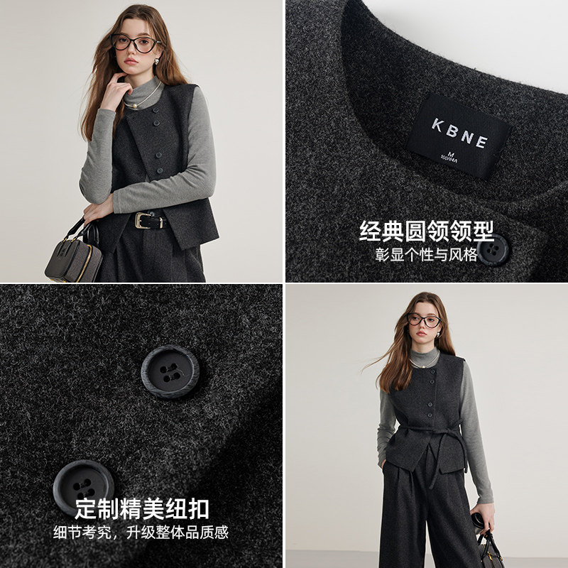 KBNE老钱风灰色女士马夹秋装新款外穿背心上衣小个子马甲外套女装,淘宝优惠券,粉丝福利购,淘宝优惠卷