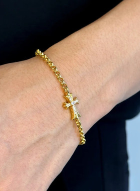 单个十字架朋克男女情侣手链