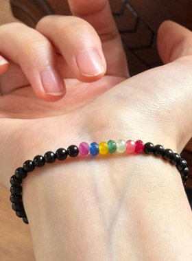 权志龙黑玛瑙彩宝石时尚手串