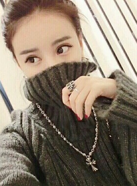 周柏豪泰银十字花球十字架长项链