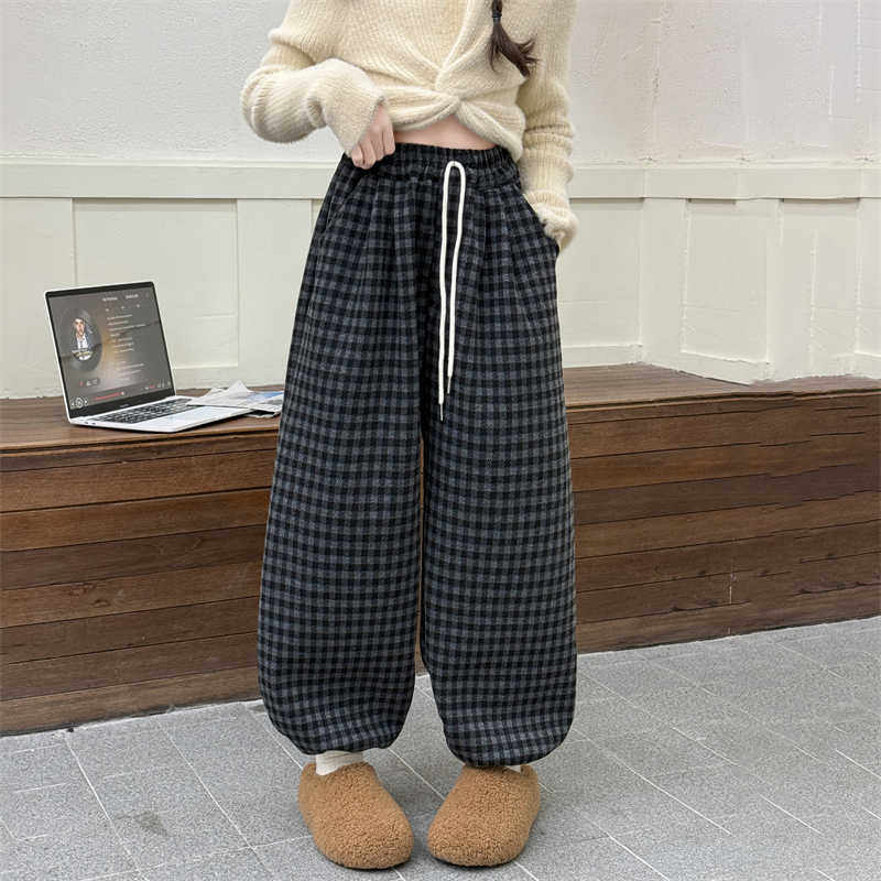 女童加绒裤子冬季新款儿童灯笼裤秋冬一体绒加厚长裤大童格子裤,淘宝优惠券,粉丝福利购,淘宝优惠卷