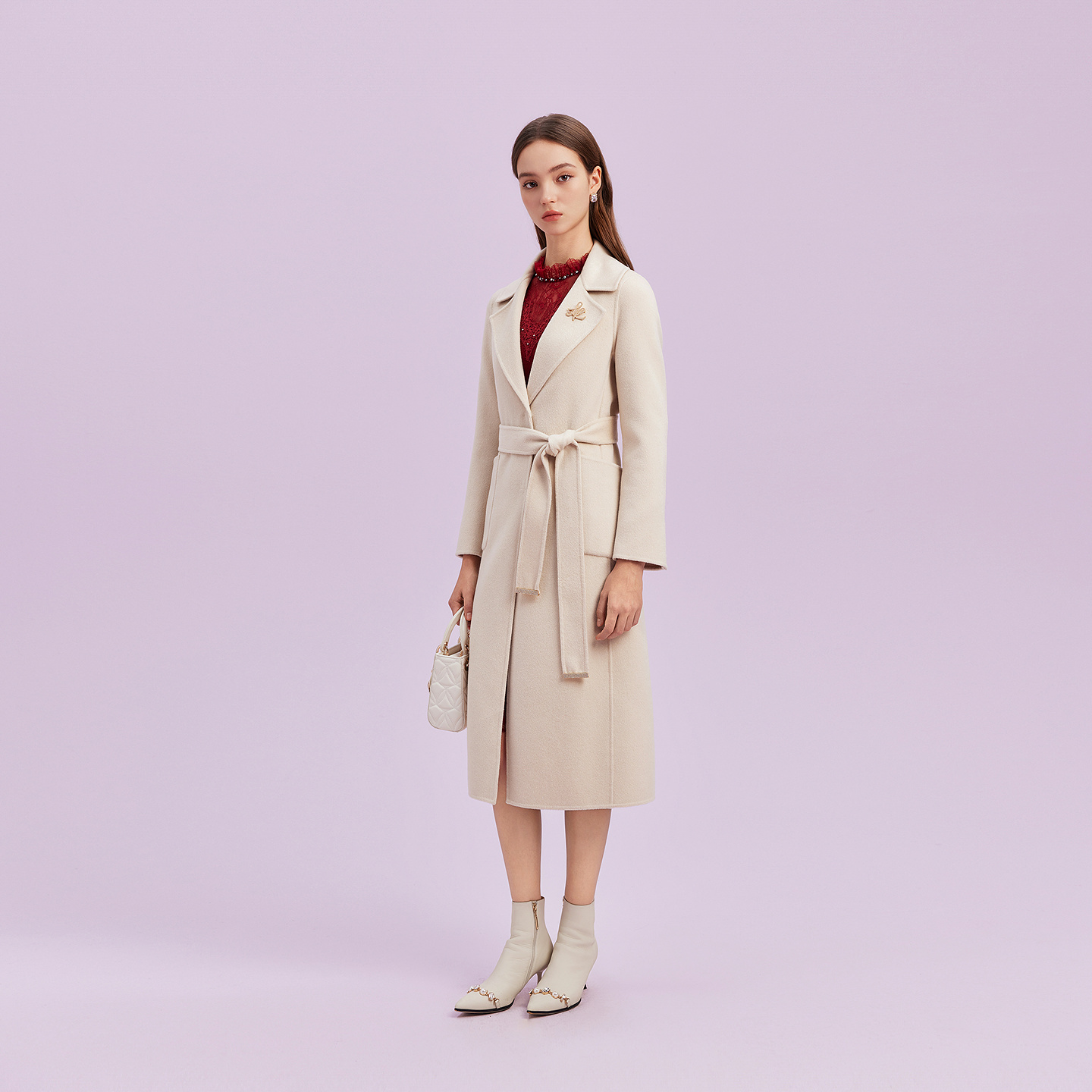 【山羊绒100】Lakoradior拉珂蒂通勤秋冬新款气质中长款毛呢大衣 - 图1