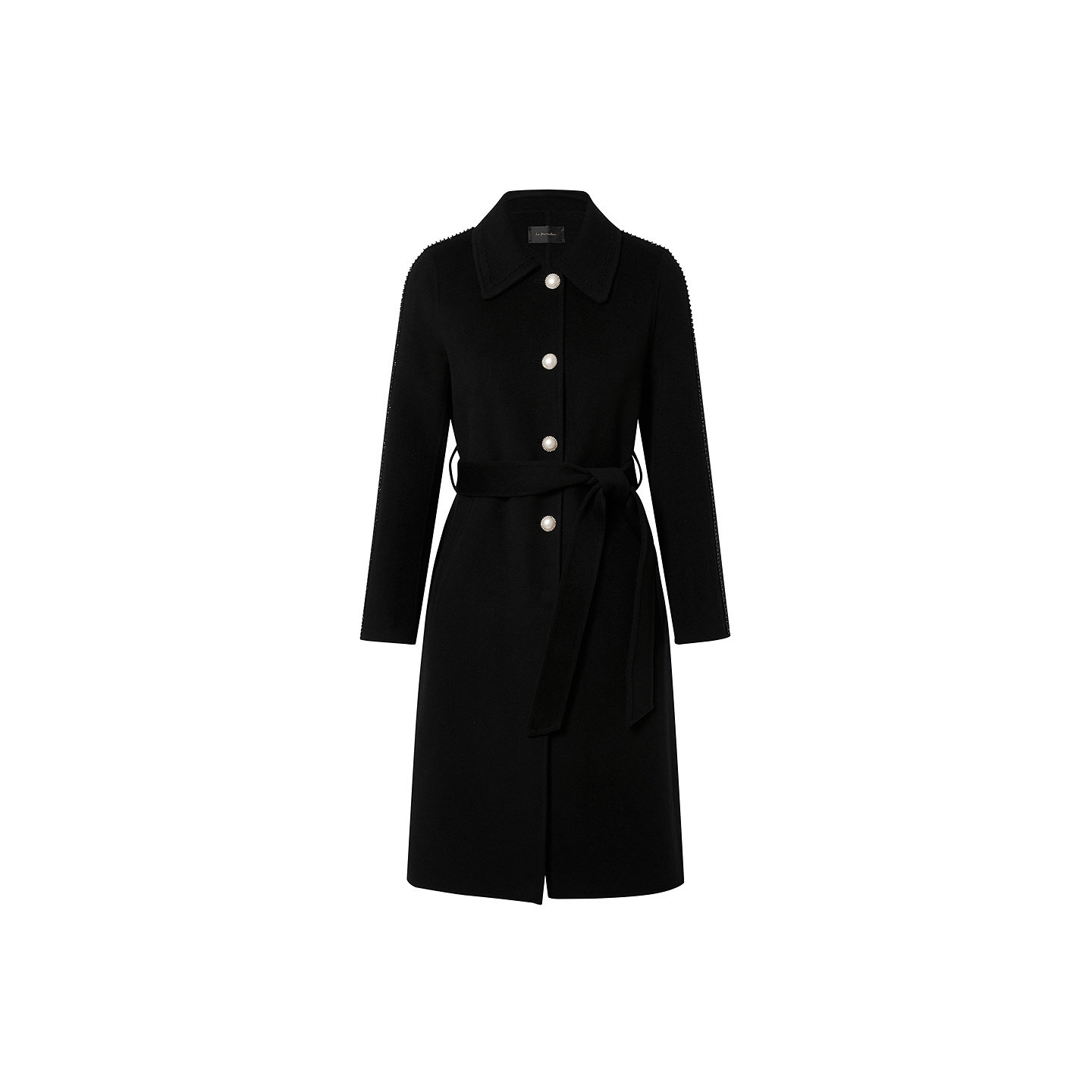 【羊毛】Lakoradior拉珂蒂时尚通勤女秋冬新款珍珠扣系带毛呢大衣,淘宝优惠券,粉丝福利购,淘宝优惠卷