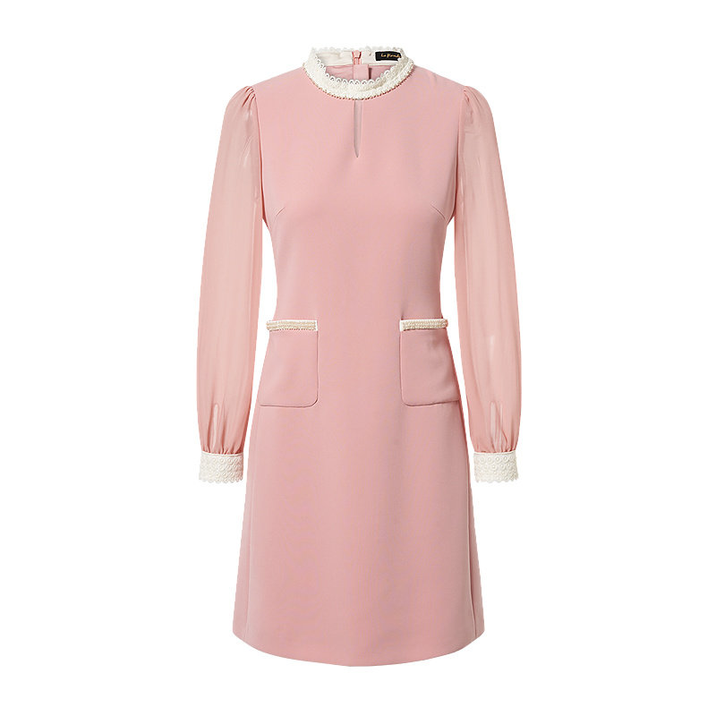 【进口三醋酸】La Koradior拉珂蒂春季早长袖连衣裙收腰长袖短裙