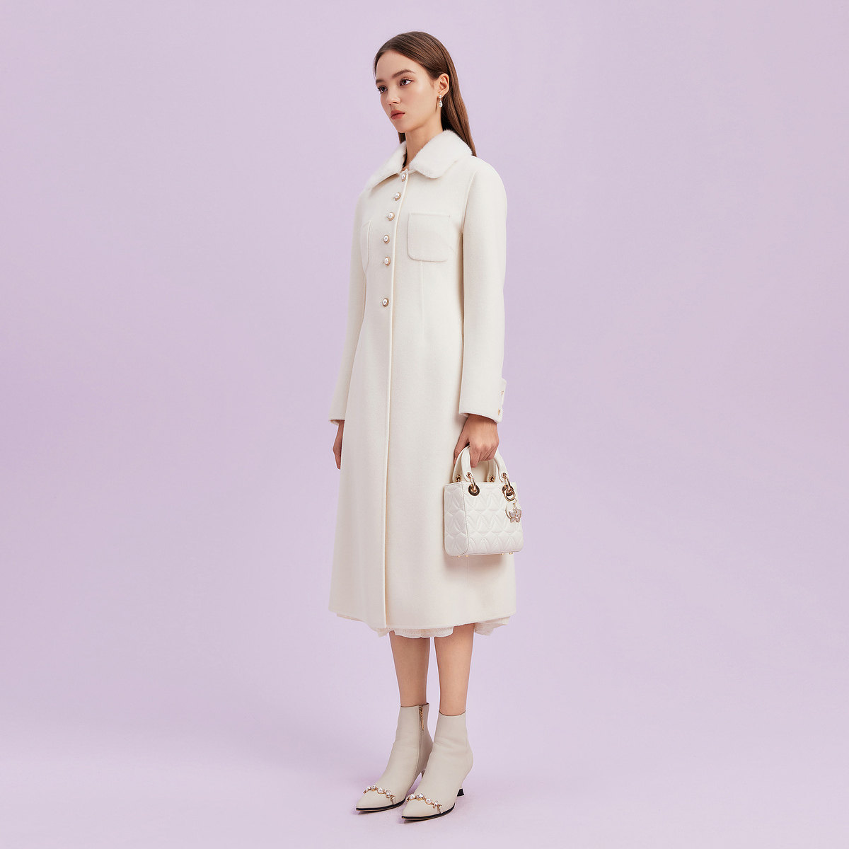 La Koradior拉珂蒂秋修身通勤时尚商场同款气质过膝毛呢大衣女,淘宝优惠券,粉丝福利购,淘宝优惠卷