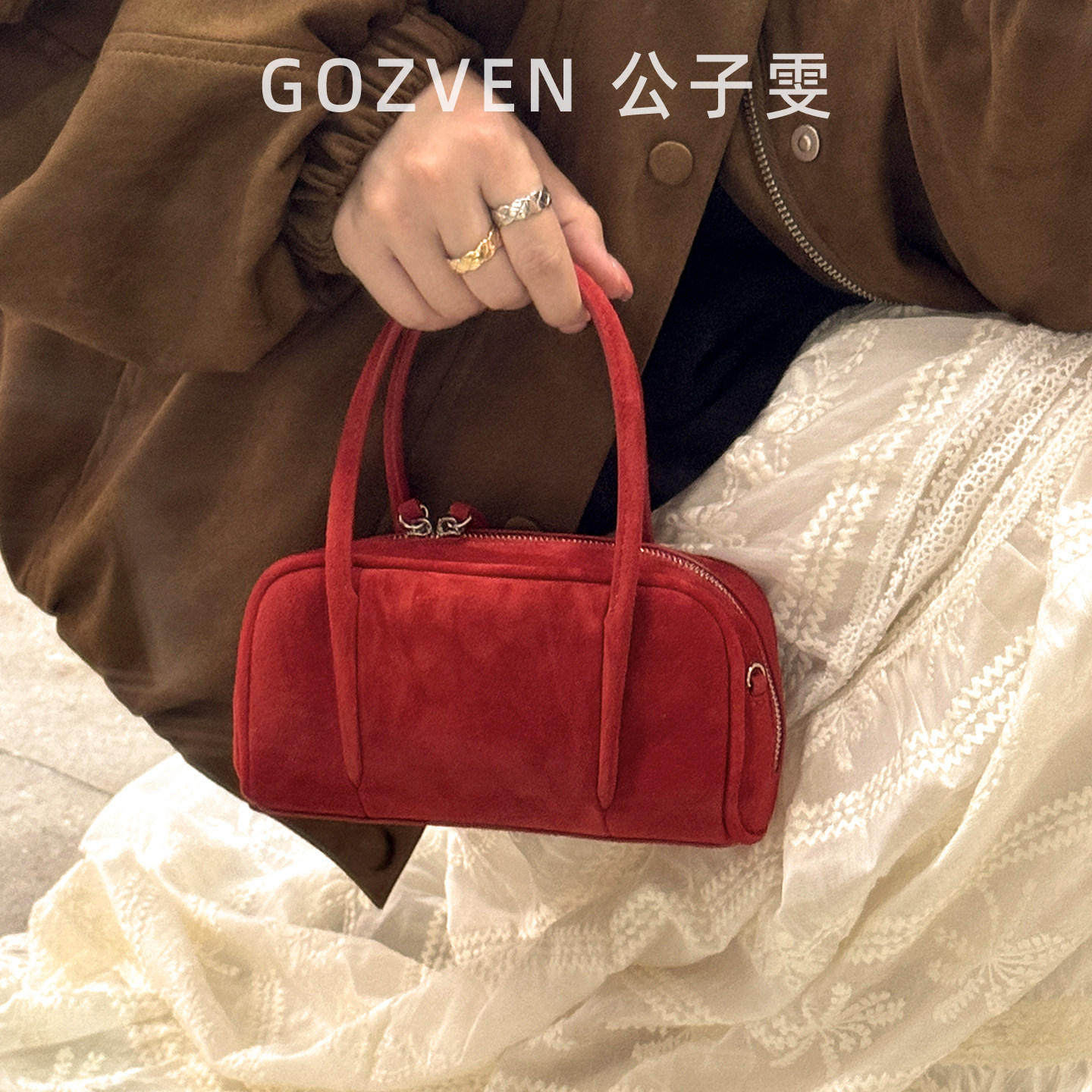 【公子雯】保龄球包包2025秋新款麂皮羊猄绒高级手提斜挎包小方包,淘宝优惠券,粉丝福利购,淘宝优惠卷