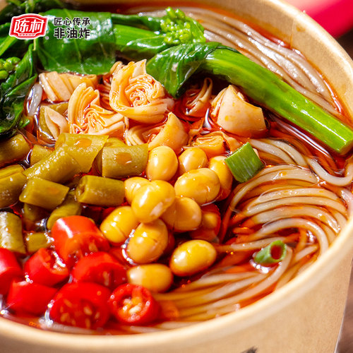 陈村酸辣粉桶装红薯粉熬夜粮方便粉丝6杯冲泡夜宵速食非油炸泡面 - 图2