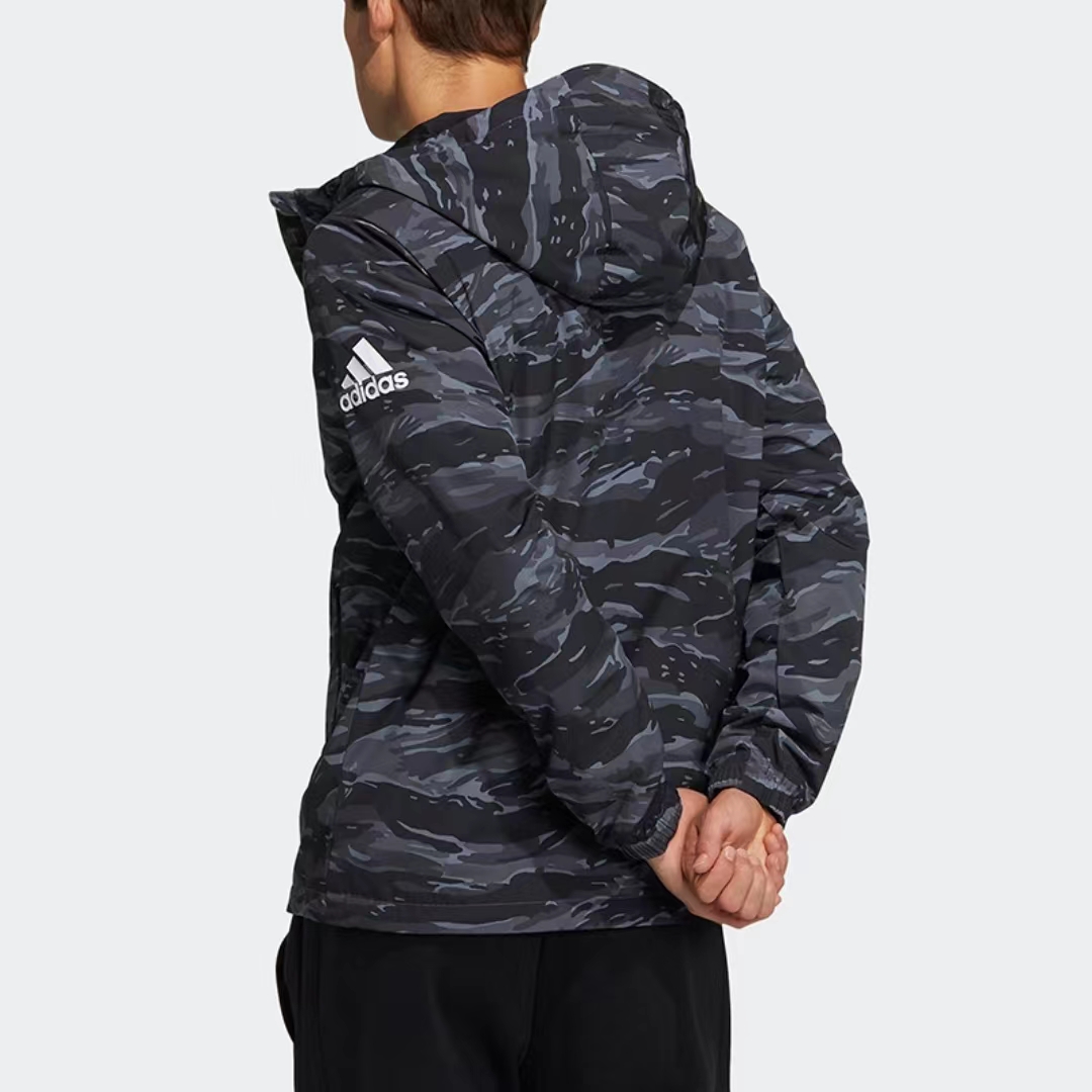 Adidas/阿迪达斯FI JKT WV CAMO男子迷彩加绒连帽夹克外套 GP0972 - 图2