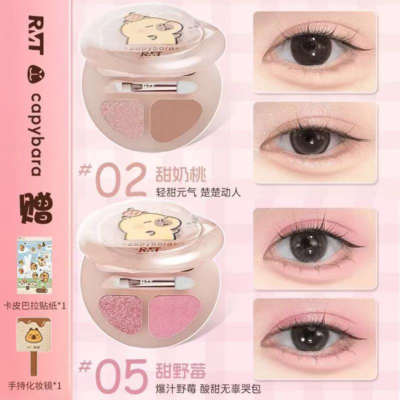 【自带卧蚕刷】罗小曼四色卧蚕盘卧蚕高光卧蚕笔提亮阴影眼影综合