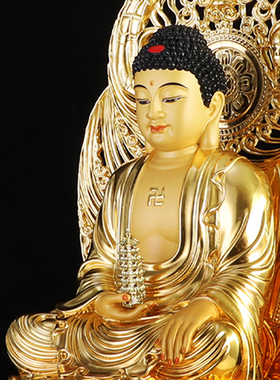 纯铜中式药师佛铜像摆件