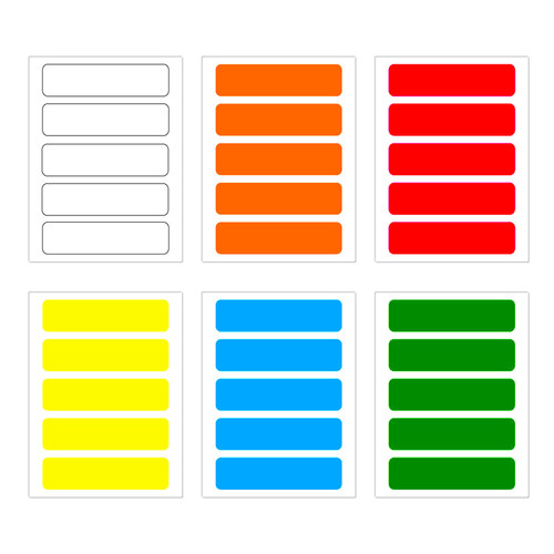 长方形标签贴纸可写字长条不干胶文件记号档案分类标签贴纸红橙黄绿蓝白色分类贴口取纸手写姓名标签贴纸-图0