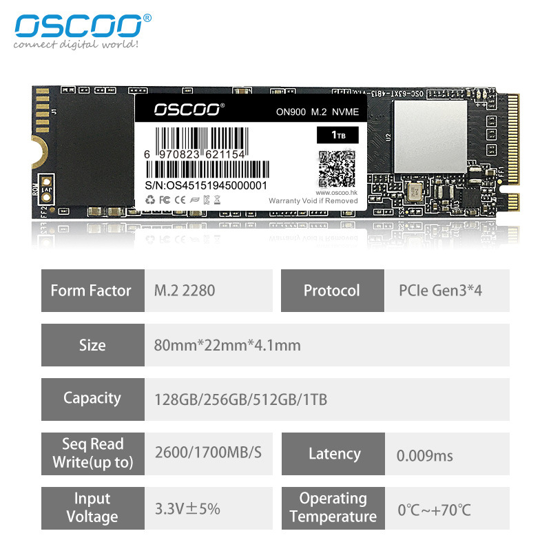 奥斯珂M.2笔记本NVME固态硬盘3.0×4 1T/128G/256G/512G高速ON900-图3