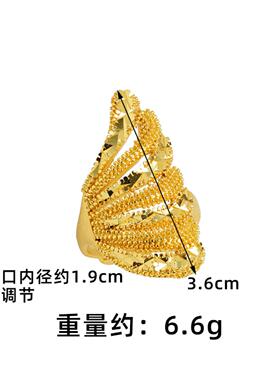 越南沙金戒指国潮设计感凤尾开口女戒国潮铜镀金久不掉色饰品货源