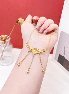 花朵流苏项链女士国潮风沙金