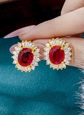 轻奢镶钻花边耳钉戒指套装