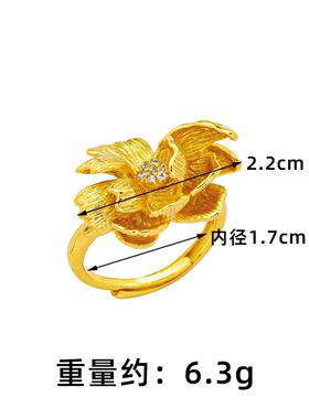 新中式芍药镶锆开口戒指