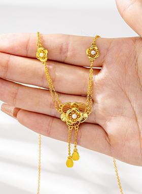 镶仿珍珠流苏项链女套装