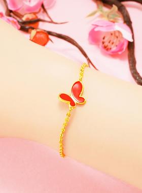 韩版红蝴蝶镀金饰品套装