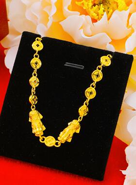 新款越南沙金女双貔貅佛珠手链沙金首饰时尚网红个性款