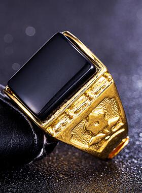 越南沙金宝石男戒保色爆款