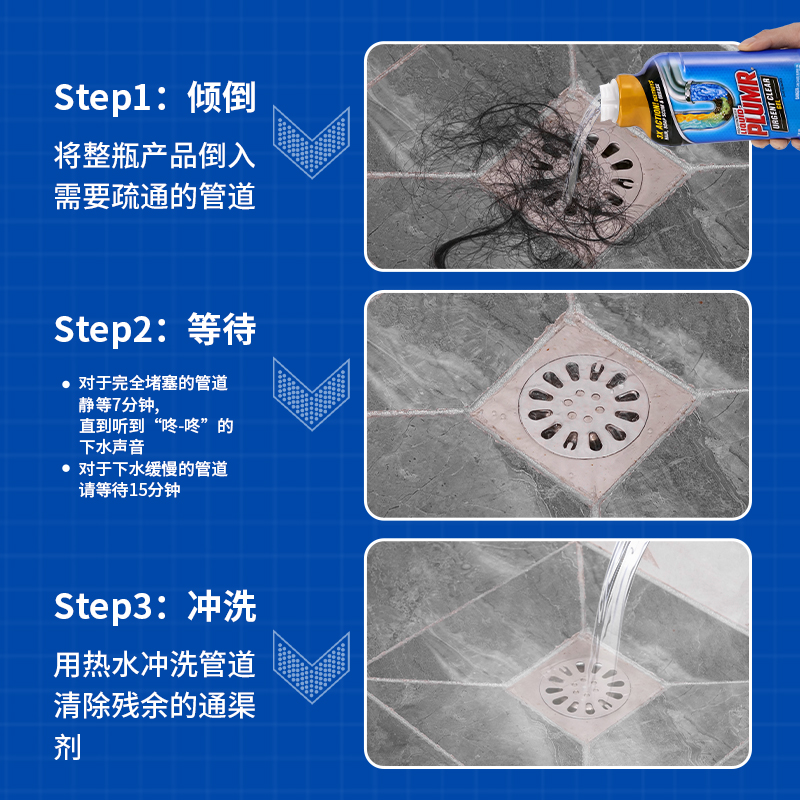 高乐氏强效啫喱管道疏通剂溶解液通下水道神器厨房地漏厕所洗手台 - 图3
