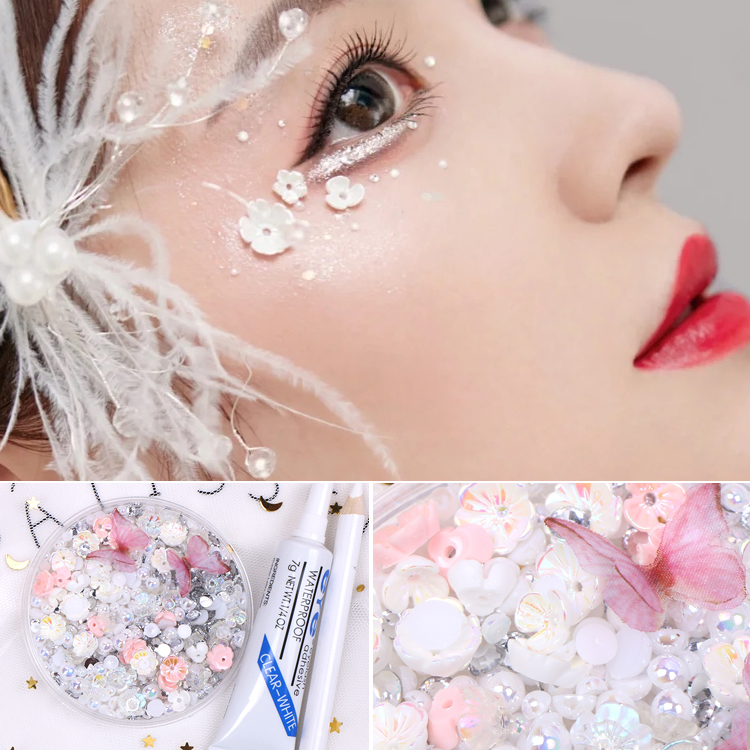 新娘创意眼妆亮钻贴脸上的饰品缕空蝴蝶脸部泪钻水钻写真影楼拍照 - 图2