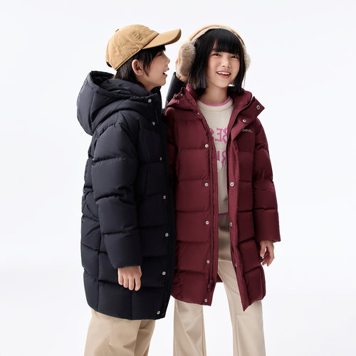 安奈儿童装男童女童长款羽绒服 2025冬季装新款孩 中大童加厚外套 - 图1