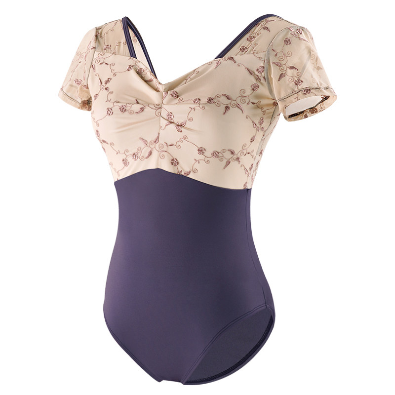 女成人短袖体操服刺绣高胯基训体服 艾舞戈芭蕾舞服