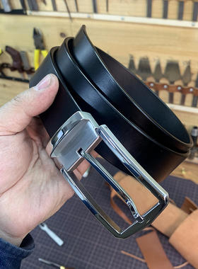 胡子皮带男士商务窄带身手工皮带量身定制 【MJ50钢制扣+马具】