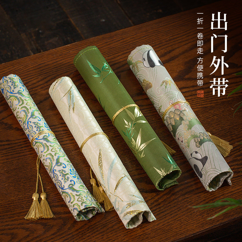 梅林笔庄书法笔帘毛笔专用便携复古风竹制笔帘保护毛笔收纳帘小学生毛笔笔袋文房四宝国风笔帘初学者书法用品,淘宝优惠券,粉丝福利购,淘宝优惠卷