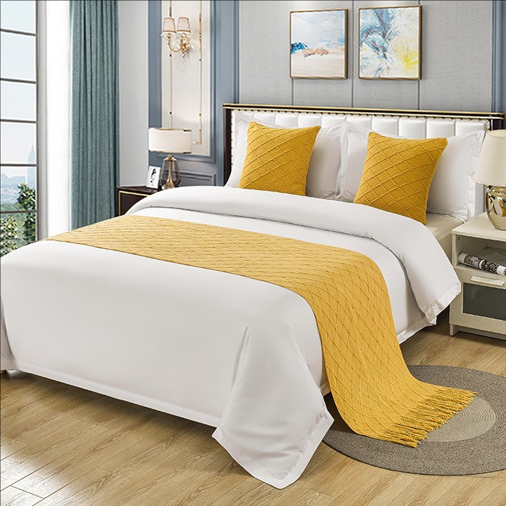 北欧纯色床旗酒店民宿百搭床尾巾休闲装饰毯子奶油风床上搭巾简约,淘宝优惠券,粉丝福利购,淘宝优惠卷