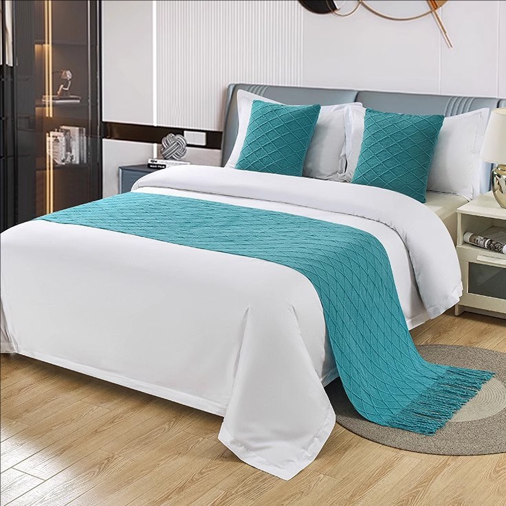 北欧纯色床旗酒店民宿百搭床尾巾休闲装饰毯子奶油风床上搭巾简约,淘宝优惠券,粉丝福利购,淘宝优惠卷