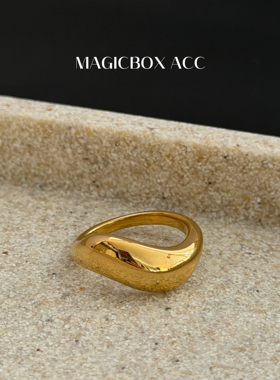 MAGICBOXACC欧美个性抽象弧面钛钢戒指女小众设计叠戴感指环手饰