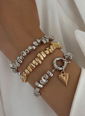 欧美饰品 轻奢设计感爱心吊坠项链 个性不规则CCB串珠锁骨链