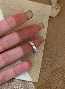 超闪!水星记小双环戒指女洗澡不掉色食指戒vintager中古小众指环