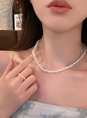 珍珠项链女百搭饰品小众设计高级感巴洛克串珠甜酷辣妹锁骨链