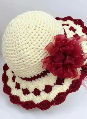 雪纺纱丝带线防晒遮阳帽勾夏季帽子手工diy编织钩针夏凉帽材料包