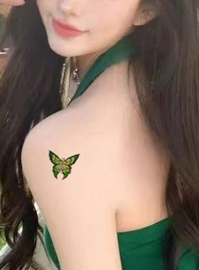 绿色蝴蝶纹身贴防水持久胸前手腕手小图案小贴纸一套10张套装包邮