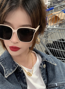 白框墨镜韩系ins网红街拍大圆脸