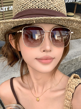 韩版复古金属框偏光墨镜女款