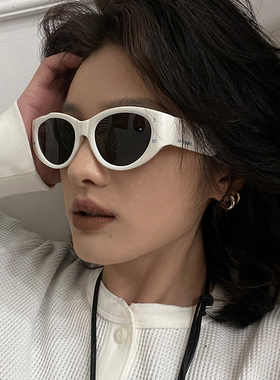 欧美风猫眼白色墨镜辣妹潮2024