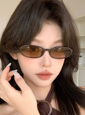 网红款茶色小框太阳眼镜女潮