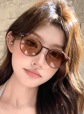 网红爆款复古茶色太阳镜女