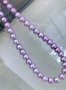 s925银紫罗兰珍珠项链紫珍珠颈链女礼物丁香紫珠贵气薰衣草老钱风