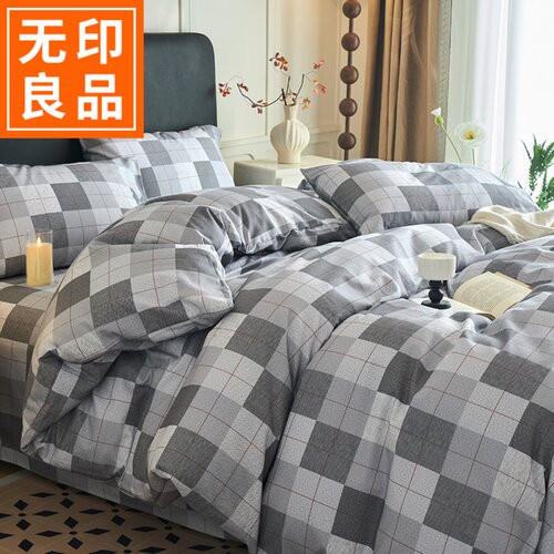 无印良品A类全棉老粗布四件套100纯棉加厚粗棉布被套床单夏季床品 - 图2