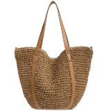 Соломенная плетеная вместительная и большая пляжная брендовая сумка через плечо, коллекция 2022