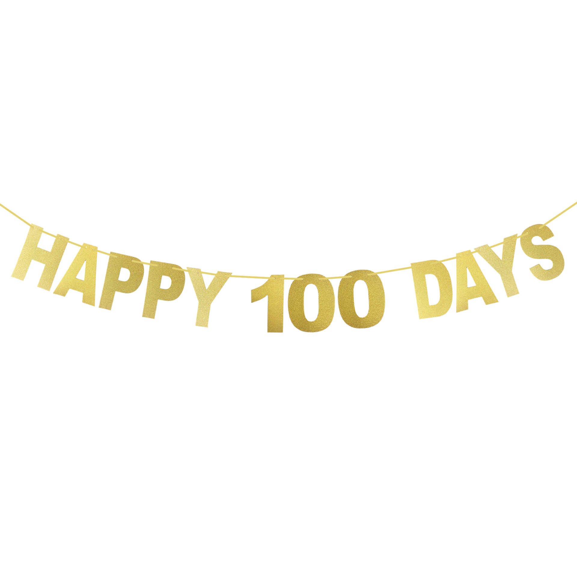 happy 100 days金色闪粉字母拉旗 宝宝百天拉旗生日装饰横幅 - 图3